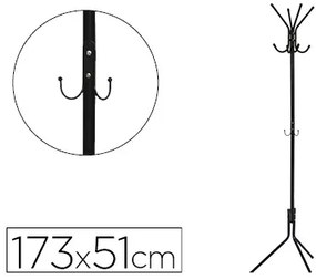 Cabide Metálico Q-connect Preto 8 Suportes 173x51 cm