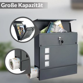 Caixa de correio com design 37 x 11 x 36,5 cm Antracite