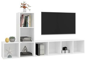 3 pcs conjunto de móveis de TV contraplacado branco