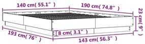 Estrutura cama 140x190 cm derivados de madeira cinzento sonoma