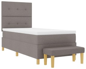 Cama Box Spring com Colchão e Banco Taupe 80x200 cm Tecido