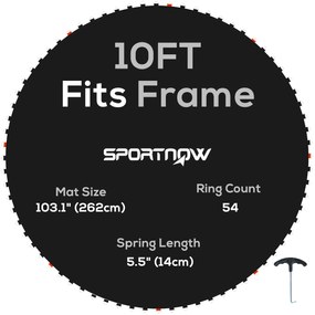 SPORTNOW Tapete Substituição Trampolim Redondo Ø262 cm Tapete 10 Pés Anti-UV Alta Qualidade Resistência Preto | Aosom Portugal