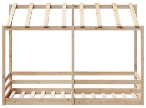 Cama infantil com telhado 90x190 cm madeira de pinho maciça