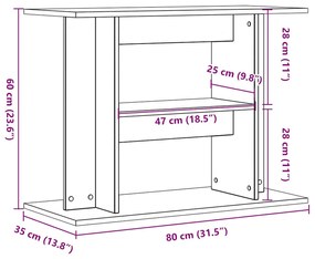 Suporte de aquário 80x35x60 cm derivados madeira madeira velha