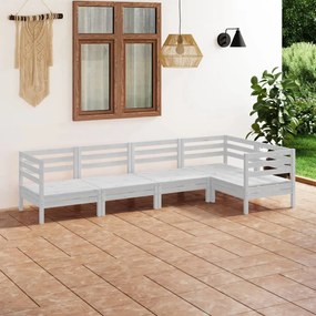 vidaXL 5 pcs conjunto lounge de jardim pinho maciço branco