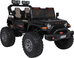 Carro elétrico para Crianças 2 Lugares Extreme Sport 4x4 24V Pneus Espuma EVA, assento couro ecológico Preto
