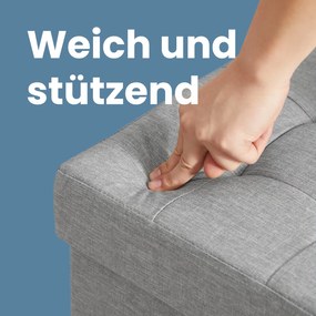 Banco com espaço de arrumação, 38 x 110 x 38 cm cinzento claro