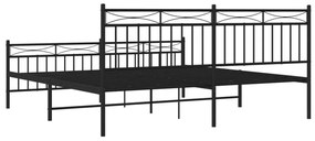 Estrutura de cama com cabeceira e pés 183x213 cm metal preto