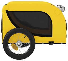 Reboque bicicleta p/ animais tecido oxford/ferro amarelo/preto