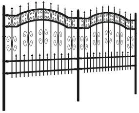 Cerca jardim c/ topo em lanças 140 cm aço revestido a pó preto