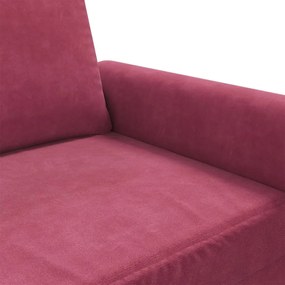 Sofá de 3 lugares veludo 180 cm vermelho tinto