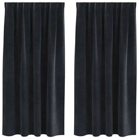 Cortinas Blackout vidaXL com fita superior 2 pcs Veludo Preto