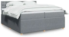 vidaXL Cama com molas/colchão 200x200 cm tecido cinza-claro