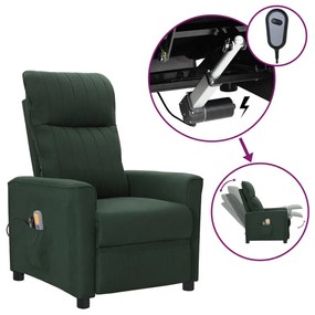 vidaXL Poltrona de massagens elétrica tecido verde-escuro