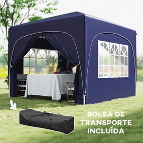 Tenda Dobrável Tenda 3x3 m com Painéis Laterais UPF50+ Tenda de Jardim