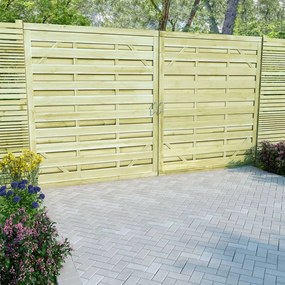 vidaXL Portão de jardim 2 pcs 150x175 cm pinho impregnado verde