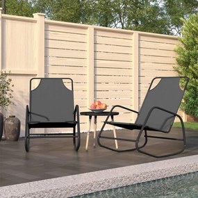 318141 vidaXL Espreguiçadeiras baloiço 2 pcs aço e textilene cinzento