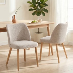 Conjunto de 2 Cadeiras de Jantar, 52 x 46 x 76 cm, Encosto Curvo, Creme