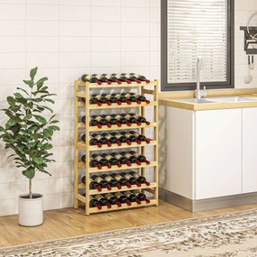 Garrafeira de Madeira para 42 Garrafas Garrafeira para Vinho de 7 Níveis 63x25x102 cm Madeira