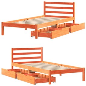 Cama sem colchão 100x200 cm pinho maciço castanho-mel