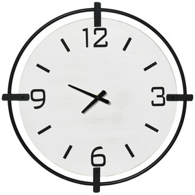 Relógio de Parede Silencioso de Ø42,5 Relógio de Parede de Metal e Madeira Funcionamento com Pilhas sem Tique-Taque Estilo Moderno Decoração para Sala
