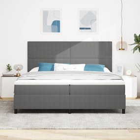 Cama Box Spring com Colchão Cinza Claro 200x200 cm Tecido de Corduroy