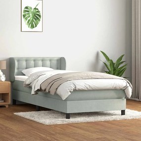 vidaXL Cama box spring com colchão 100x210 cm veludo cinzento claro