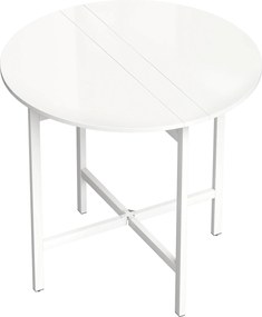 HOMCOM Mesa de jantar dobrável, mesa de cozinha redonda Ø 80 cm para 4 pessoas com 2 abas, pés em aço, branco | Aosom Portugal