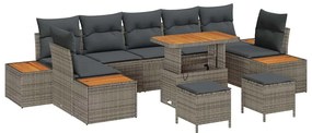 Conjunto de Sofá de Jardim vidaXL 10 Peças com Almofadas Cinza Rattan