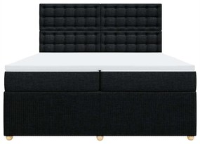 Cama com molas/colchão 200x200 cm tecido preto