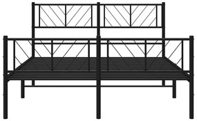 Estrutura de cama com cabeceira e pés 150x200 cm metal preto