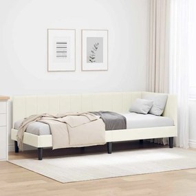vidaXL Estrutura de Cama de Canto Creme 80 cm x 200 cm Veludo