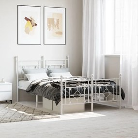 Estrutura de cama com cabeceira e pés 120x200 cm metal branco