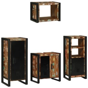 vidaXL Conjunto de Móveis para Banheiro com prateleira com armazenamento com porta 4 pcs