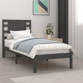vidaXL Estrutura cama pequena solteiro 75x190 cm madeira maciça cinza