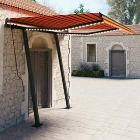 vidaXL Toldo retrátil manual com LED 3,5x2,5 m laranja e castanho