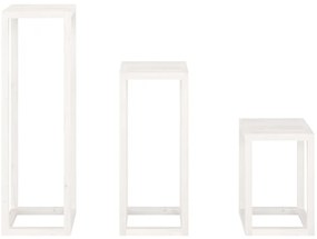 3 pcs conjunto de suporte plantas pinho maciço branco