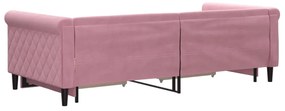 Sofá-cama com gavetão e gavetas 90x200 cm veludo rosa