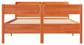 Cama sem colchão 140x200 cm madeira pinho maciça castanho-mel