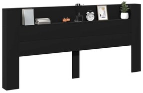Armário de cabeceira com luzes LED 220x16,5x103,5 cm preto