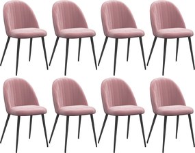 HOMCOM Conjunto de 8 Cadeiras de Sala de Jantar Modernas Cadeiras Estofadas em Veludo com Encosto Alto 50x52x83 cm Rosa | Aosom Portugal