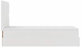 Cama otomana com colchão 100x200 cm couro artificial branco