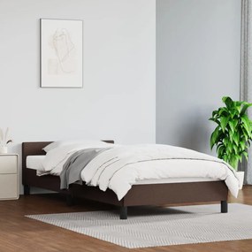Estrutura cama c/ cabeceira 90x200 cm couro artificial castanho