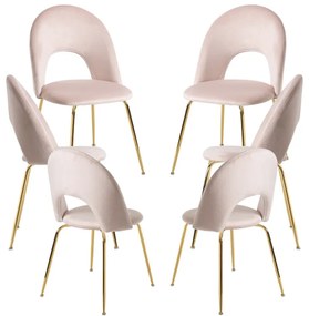 Pack 6 Cadeiras Dawa Gold Veludo - Rosa