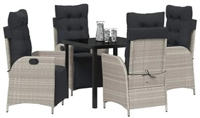 Mesa de Jantar para Jardim com 5 Peças em Rattan Sintético Cinza Claro
