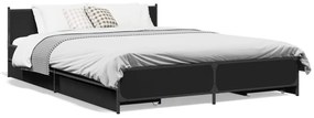 Estrutura de cama c/ gavetas 140x190 cm derivados madeira preto
