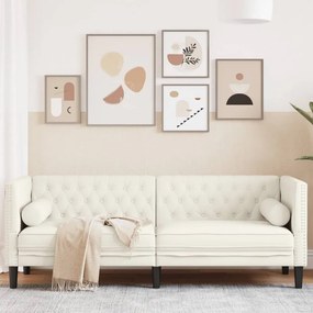 vidaXL Sofá chesterfield com rolos 3 lugares veludo rosa