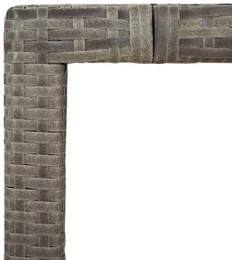 7 pcs conjunto de jantar p/ jardim c/ almofadões vime PE cinza