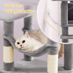 Arranhador para gatos com vários andares 45 x 35 x 112 cm cinzento claro