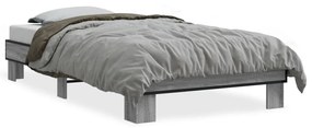 Estrutura de cama derivados de madeira e metal cinzento sonoma